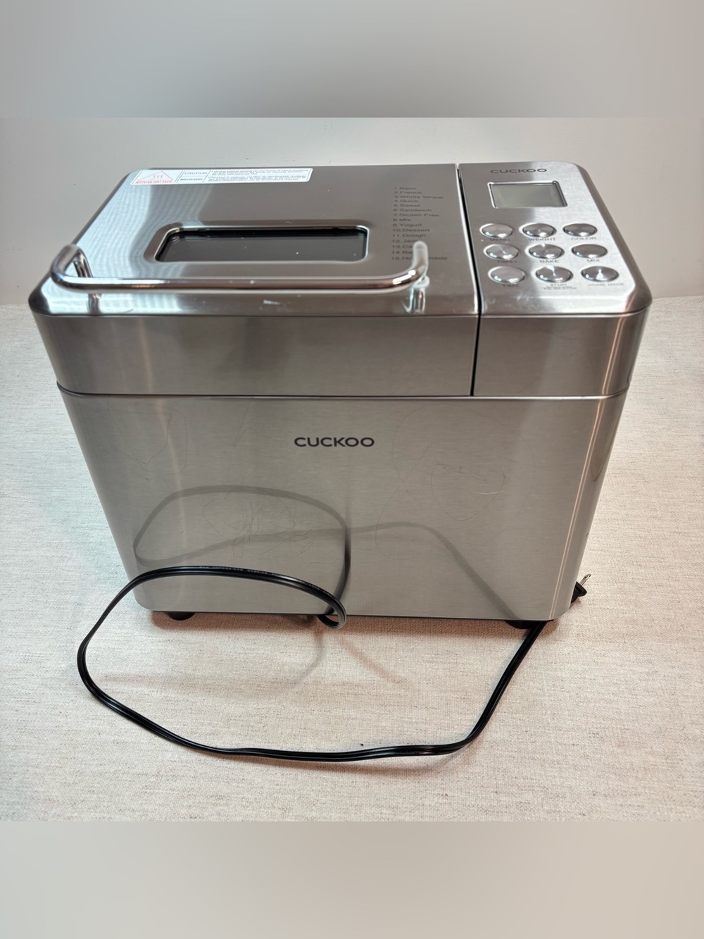 CUCKOO CBM-AAB101S 2 Lb Multi-Functional Bread Maker – 15 Menu Options